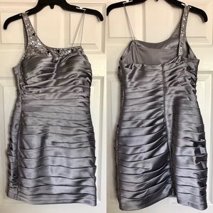 Silver Pleated Cocktail Dress